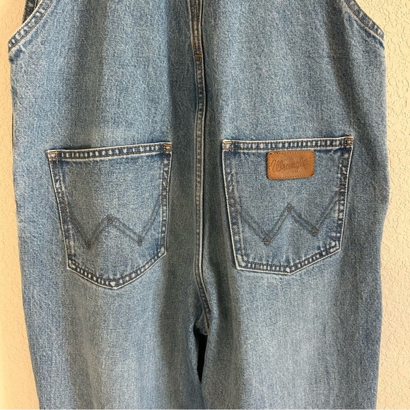 WRANGLER Classic Wide Leg Denim Overalls 70's Retro Size S - Picture 13 of 16